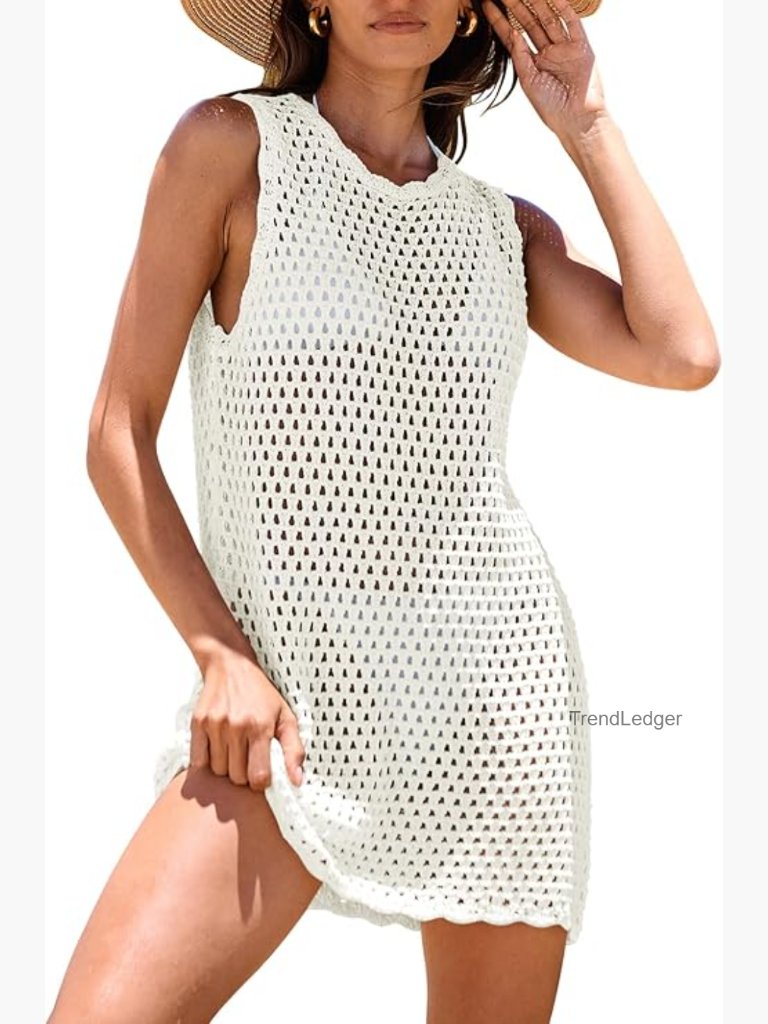 Sleeveless Knit Crochet Beach Cover Up Bathing Suit Dress Swimsuit Coverup